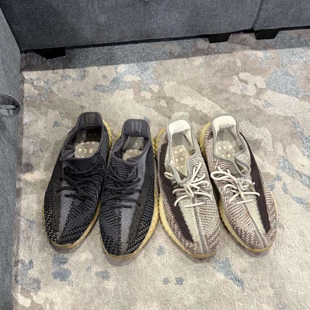 Yeezy Men's Grey and Black Trainers